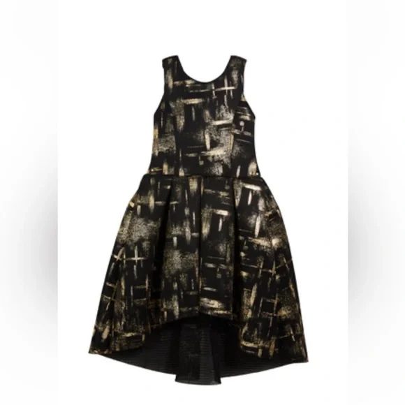 slim fit dress slacks Gold Sequins V Back & Bow Plus Size Girls Dress 20.5 / Black